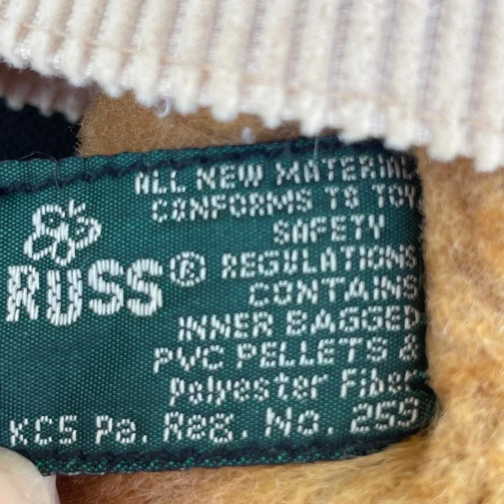 Russ Berrie Franklin Teddy Bear Vintage Plush Patriotic Stars Corduroy Overalls